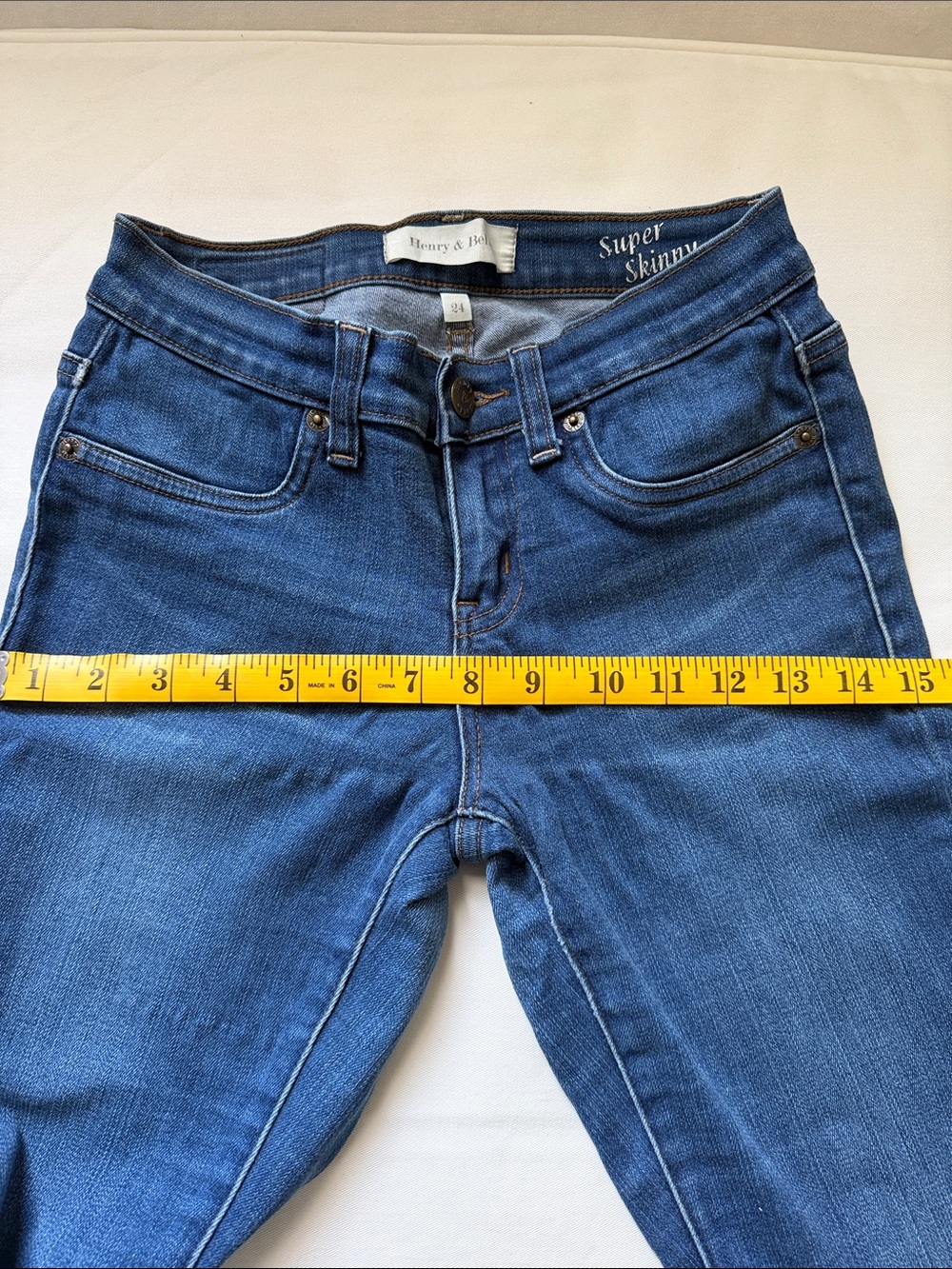 Henry & Belle Dark Blue women’s Jeans with Contrast Stitching - Picture 12 of 14